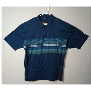 Tiger Woods Polo Golf‎ Shirt Striped Athletic Fit Nike Golf Logo Size S/SXL R